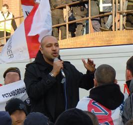 Guramit Singh speaking at an EDL demo in Peterborough