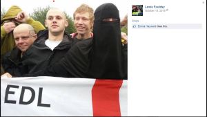 Lewis Foulds is the EDL supporter with the red dot above his head