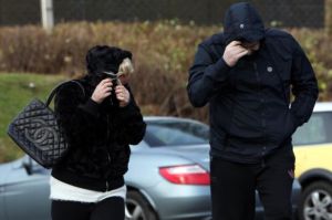 Steven Henley and Davina Copeland leaving Consett Magistrates court