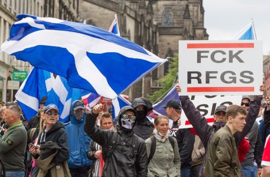 The Scottish Defence League protesting in Edinburgh in June (Image: SWNS)