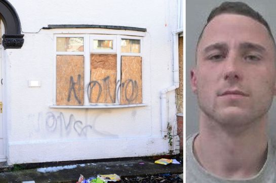 Jonathan West, who has a history of violence, was jailed for attacking a man at this house in Grimsby (Image: Grimsby Telegraph)