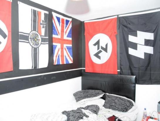 Photo issued by North East CTU of Nazi memorabilia in the bedroom of teenager Jack Coulson