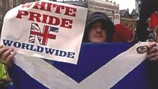 Morgan was photographed at a white pride rally in Manchester in 2015