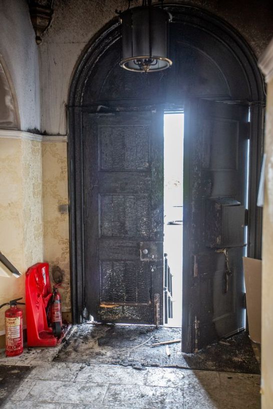 The door of the Sikh temple in Edinburgh was set alight