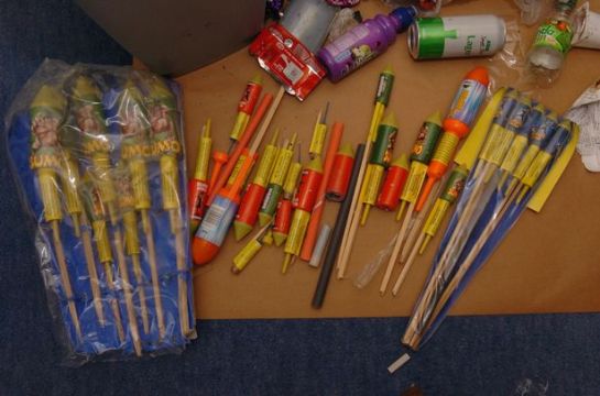 Grimsby Crown Court heard Nathan Worrell had been trying to assemble bombs using gunpowder from fireworks, pictured here, and chemicals in the same way as Soho nail bomber David Copeland