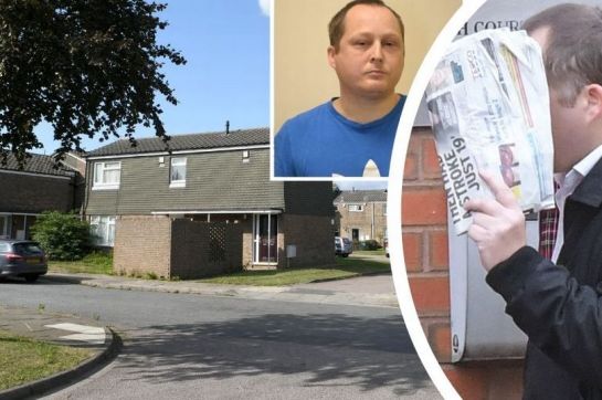 Neo-Nazi Nathan Worrell, right, appearing at court and inset after being jailed. His behaviour alarmed neighbours in Scott Close in Grimsby, main picture (Image: GrimsbyLive)